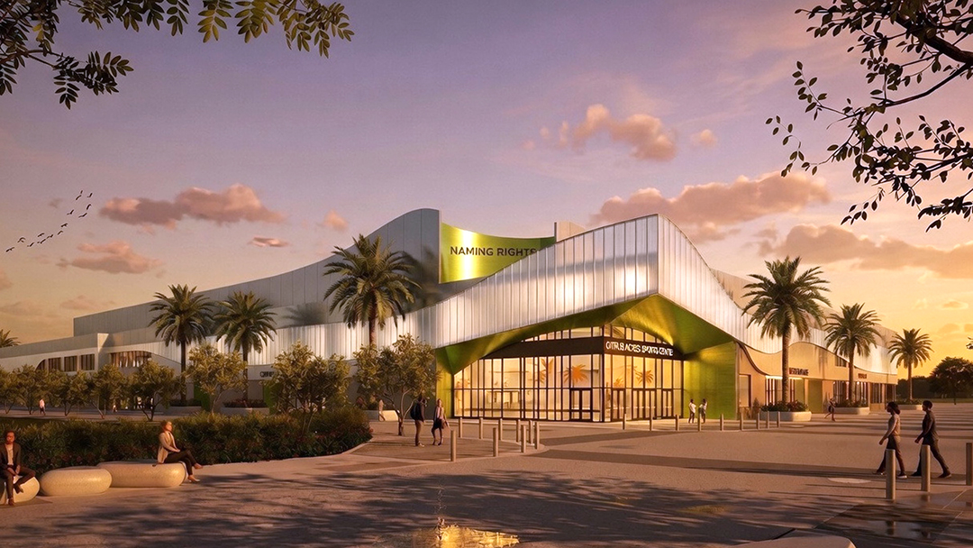 A rendering of the new Orlando event center at Camping World Stadium